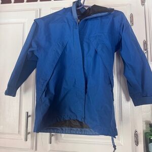 Cabelas spring Kids Blue Hooded wind Rain Jacket size small 6-7